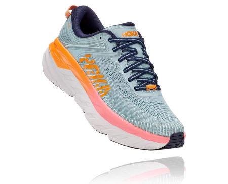 Hoka One One Bondi 7 - Pantofi Mers Dama Albastri / Negrii | RO-q5yei8d